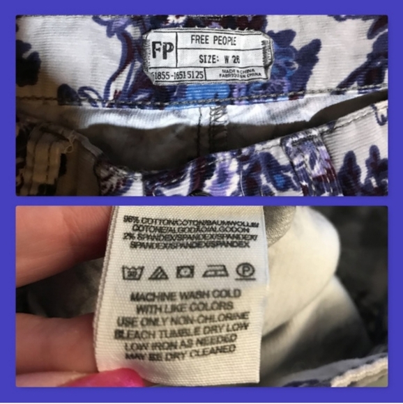 Free People 💐 blue floral corduroy jeans - Picture 4 of 7